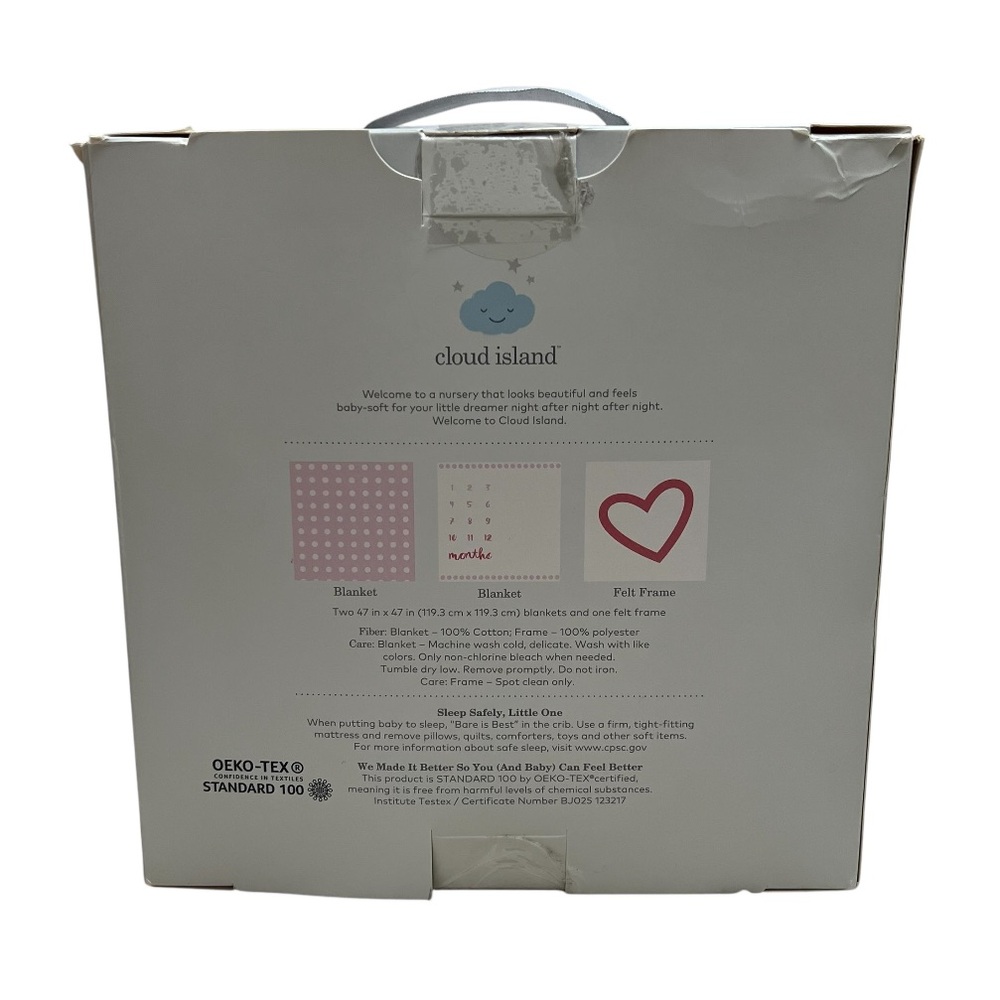 Cloud Island Muslin Blankets and Frame Age Chart Baby Girl Set - Picture 2 of 3